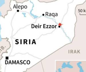Localización de la provincia siria de Deir Ezzor, donde una coalición kurdo-árabe apoyada por Washington se enfrentó este domingo a las fuerzas del régimen sirio en combates.