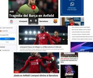 Varios periódicos digitales del mundo tildaron de rídicula la eliminación de Barcelona ante Liverpool, otros lo consideraron como una hazaña.