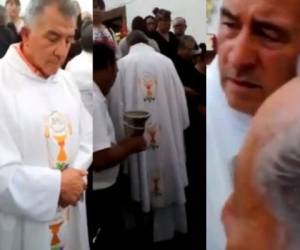 El sacerdote fue increpado por los dolientes y hasta recibió un empujón, además la familia pide sea sustituido por otro religioso. Foto: Captura de pantallas.