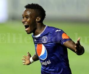 Rubilio Castillo marcó el primer gol de Motagua ante Platense. Foto: Ronal Aceituno / Grupo Opsa.