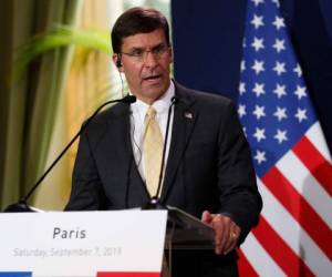 Mark Esper, secretario de Defensa, durante conferencia. Foto AFP