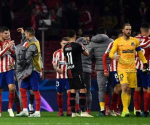 Los jugadores del Atlético de Madrid celebrando el triunfo en Champions League. (AFP)