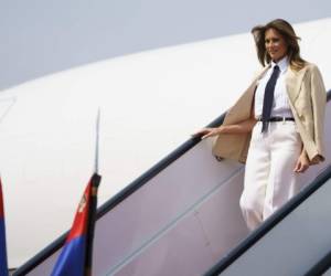 Se desconoce si Melania continuará su viaje tras el incidente. Foto: AFP