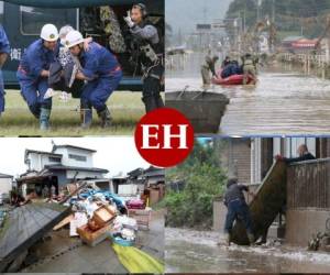 Equipos de rescate en Japón intensificaban el lunes las operaciones de búsqueda de sobrevivientes tras las inundaciones y deslizamientos de tierra en el suroeste del país, que han dejado decenas de muertos según un balance provisional. Fotos: Agencia AFP.