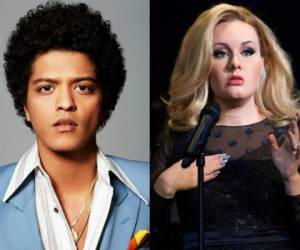 Bruno recordó como fue su colaboración con la cantante británica en su disco “25”. Fotos Facebook Bruno Mars y Adele.