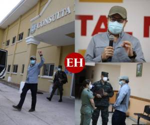 Este jueves, el presidente Juan Orlando Hernández fue dado de alta tras permanecer 17 dias hospitalizado debido a una neumonía causada por el covid-19. Fotos: Cortesía.