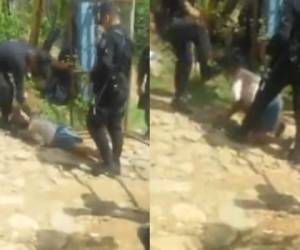 Este fue el momento en que el menor es agredido por un agente policial. Foto: Captura de video.