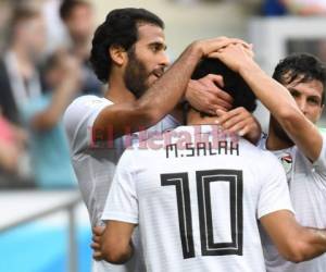 Así festejó Salah su segundo gol en el Mundial de Rusia 2018. Foto AFP