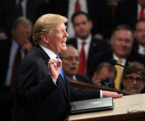 Donald Trump durante su discurso 'Estado de la Nación' en el Congreso. Foto AFP