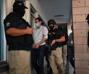 Marco Bográn cuando ingresó a la audiencia de declaración de imputado. Foto Poder Judicial