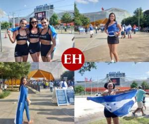 Bellas mujeres hondureñas acudieron al BBVA Compass Stadium de Houston para apoyar a la H, quien este sábado se mide ante Panamá. Las aficionadas de la bicolor lucieron, con orgullo, los colores azul y blanco. Fotos: Grupo OPSA