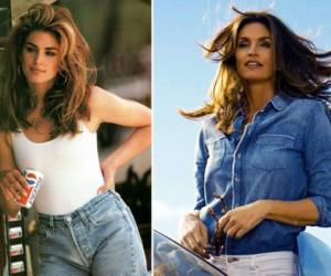 Cindy Crawford en el comercial de 1992 y 26 años después en la nueva versión.