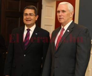 El presidente Hernández en su última reunión con el vicepresident Mike Pence. Foto de archivo EL HERALDO