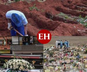 Entierros sin palabras de despedidas, sin familiares llorando sobre la tumba y uno tras otro, así se están sepultando en Latinoamérica a los muertos por Covid-19. Fotos: AFP.