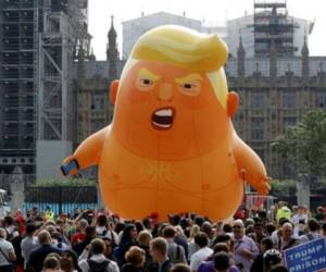 De seis metros de altura, el 'bebé Trump' fue utilizado por primera vez en 2018, para protestar contra los honores previstos para recibir ese año el mandatario en el Reino Unido. Foto: Cortesía