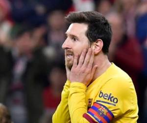 El atacante argentino Lionel Messi durante el partido contra el Athletic Bilbao por la Copa del Rey en el estadio San Mamés.