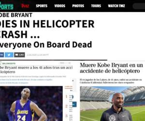 La noticia sobre la muerte del exjugador de la NBA, Kobe Bryant, impactó al mundo. El exastro murió junto a otras cuatro personas en un accidente aéreo en los suburbios de Los Ángeles, California. Así informaron los medios sobre esta lamentable noticia. Fotos: Capturas de pantalla.