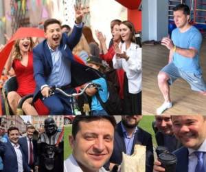 El presidente de Ucrania Volodímir Zelenski, de 41 años de edad, es un comediante que antes de convertirse en mandatario protagonizó una serie satírica de televisión en la que su personaje se convierte, por accidente, en presidente de Ucrania. Fotos: Instagram.
