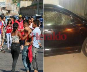 En las afueras del estadio Nacional hubo pelea entre aficionados. En este carro color negro se conducía la víctima mortal tras el clásico Motagua vs Olimpia.