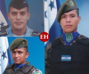 De izquierda a derecha Alber Faviel Lanza Gallegos, Rony Mauricio Rodríguez Osorto y Wilmer Antonio Poso Rodríguez, los policías abatidos.