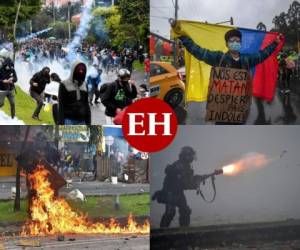 Las calles de Colombia se han teñido de gas lacrimógeno, cenizas y sangre. A siete días de iniciar las protestas contra la más reciente medida planteada por el gobierno, el país sudamericano atraviesa uno de sus peores momentos, todo esto, en medio de la pandemia del covid-19. Fotos: AP/AFP