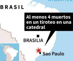 Mapa de Brasil localizando Sao Paulo, donde un hombre abrió fuego en una catedral el martes / AFP / Nicolas RAMALLO Y Gustavo IZUS.