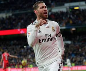 El capitán del Real Madrid, Sergio Ramos, celebrando uno de sus goles. (AP)