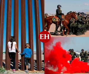 Agentes de la patrulla fronteriza estadounidense realizaron este viernes un simulacro de contención de migrantes en el muro fronterizo cercano a la localidad mexicana de Ciudad Juárez. Fotos: AFP.
