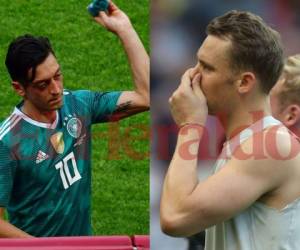 Mesut Ozil y Manuel Neuer no podían creer que Alemania estuviera fuera del Mundial en la fase de grupos. Fotos AFP
