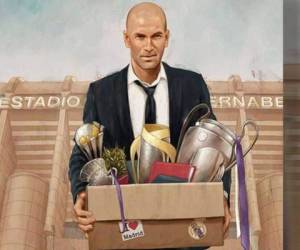 En esta imagen Zinedine Zidane aparece con caja de los trofeos que ganó con el Real Madrid. Foto: Redes Sociales
