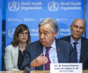 ARCHIVO - En esta fotografÃ­a del 24 de febrero de 2020, el secretario general de la ONU, AntÃ³nio Guterres, habla durante una conferencia sobre el coronavirus en la sede de la OrganizaciÃ³n Mundial de la Salud, en Ginebra, Suiza. (Salvatore Di Nolfi/Keystone vÃ­a AP)
