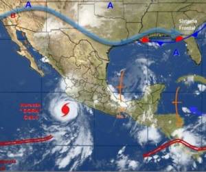 El rumbo previsto de Dora mantendría el centro del sistema fuera de tierra firme en la costa suroccidental de México. Foto: Twitter