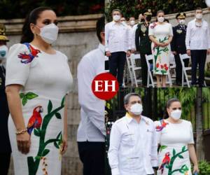 El presidente Juan Orlando Hernández y la primera dama, Ana García, rindieron honor a la flora y fauna hondureña con sus atuendos para la celebración del Bicentenario. Fotos: Johny Magallanes | EL HERALDO | Cortesía.