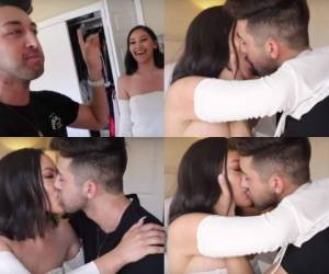 Tres apasionados besos en la boca se dio el youtuber con su medio hermana Kaitlyn O’Connor. FOTO: Captura vídeo de Youtube