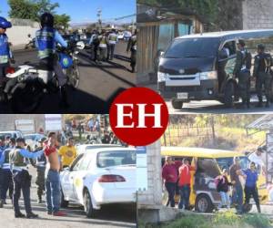 A raíz de la cuarentena obligatoria -durante siete días- ordenada por el gobierno de Honduras, este 16 de marzo las autoridades desplegaron operativos en distintos sectores para velar que las restricciones de circulación se cumplan. Fotos: Alex Pérez/EL HERALDO.