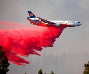 El incendio de Bootleg, que abarcaba 1,391 de kilómetros cuadrados, ardía 483 kilómetros al sureste de Portland, en el Bosque Nacional de Fremont-Winema y sus alrededores. FOTO: AP