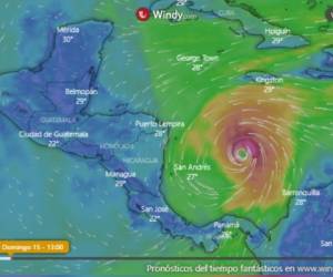 Trayectoria de huracán Iota este domingo 15 de noviembre.