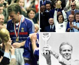 Deschamps, Zagallo y Beckenbauer cuando fueron campeones como jugadores.