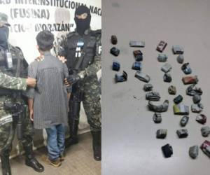 Un menor de edad fue detenido por la Policía Nacional de Honduras en posesión de un bolsa de nailon color negra, con 34 envoltorios de supuesta marihuana.