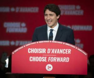 El misnitro Justin Trudea, en su discurso habló sobre los rechazos que hicieron los canadienses en las elecciones. Foto: AFP.