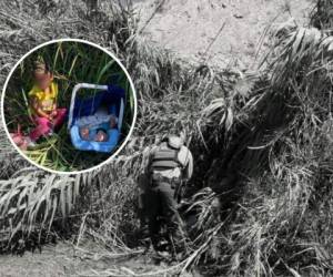 Los dos menores, un bebé de tres meses y su hermana de dos años, estaban abandonados a la orilla del río Grande. Foto: Cortesía Aduanas de USA.