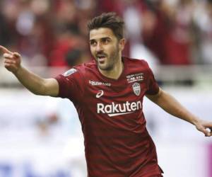 El goleador español David Villa celebra un gol en la segunda mitad del partido entre su equipo, el Vissel Kobe. Foto: AP.