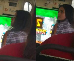 Las imágenes de la joven publicadas por el hombre flechado en un bus de ruta urbana.Foto: Facebook