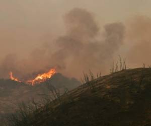 La disminución de la fuerza de los vientos y el trabajo de los bomberos permitieron hoy lograr avances importantes en el control de las llamas. Foto AFP