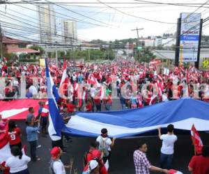 Un centenar de personas respaldo la marcha en contra de la reelección presidencial en la capital que llegó hasta inmediaciones de Casa Presidencial, foto: Jimmy Argueta/El Heraldo.