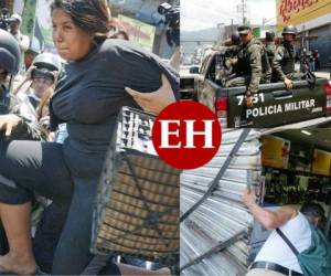 Una mujer fue detenida tras quedar encerrada en un negocio de electrodomésticos en San Pedro Sula mientras se registraba una jornada de saqueos. Fotos: EL HERALDO.