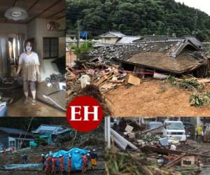 Al menos 34 personas murieron y otras 14 estaban desaparecidas en Japón a causa de las inundaciones y aludes de tierra provocados por lluvias torrenciales en el oeste del país, según un nuevo balance divulgado este domingo por las autoridades japonesas. Fotos: AFP.