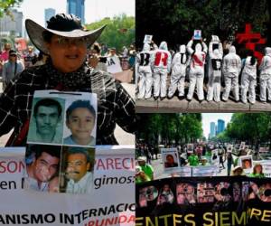 Unas 2,000 personas, encabezadas por mujeres que buscan a sus hijos desaparecidos marcharon este viernes reclamando la localización de sus familiares y el fin de la impunidad. FOTO: AFP