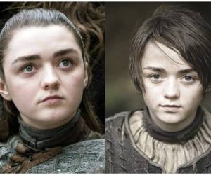 En esta combinación de fotos difundidas por HBO, la actriz Maisie Williams como Arya Stark en 'Game of Thrones'. La temporada final de la popular serie se estrena el 14 de abril. (Foto: AP)