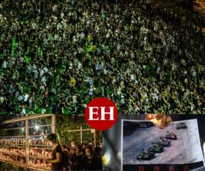 Miles de manifestantes encendieron velas y clamaron consignas democráticas este jueves en Hong Kong, desafiando la prohibición de celebrar una vigilia en recuerdo de la represión de Tiananmen, en un contexto de fuertes tensiones sobre la influencia de Pekín en la excolonia británica. Fotos: AFP.